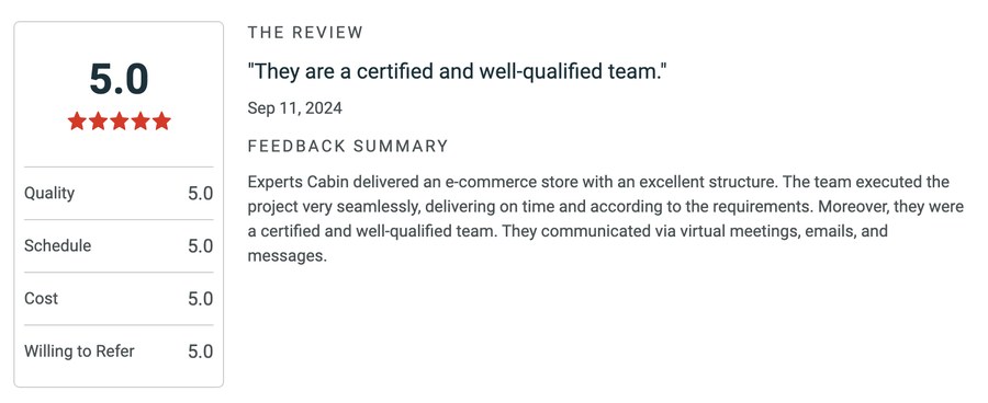 Clutch verified review for Experts Cabin, Shopify developer in Pakistan