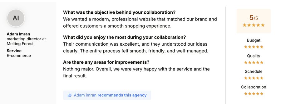 Sortlist verified review for Experts Cabin, Shopify developer in Pakistan